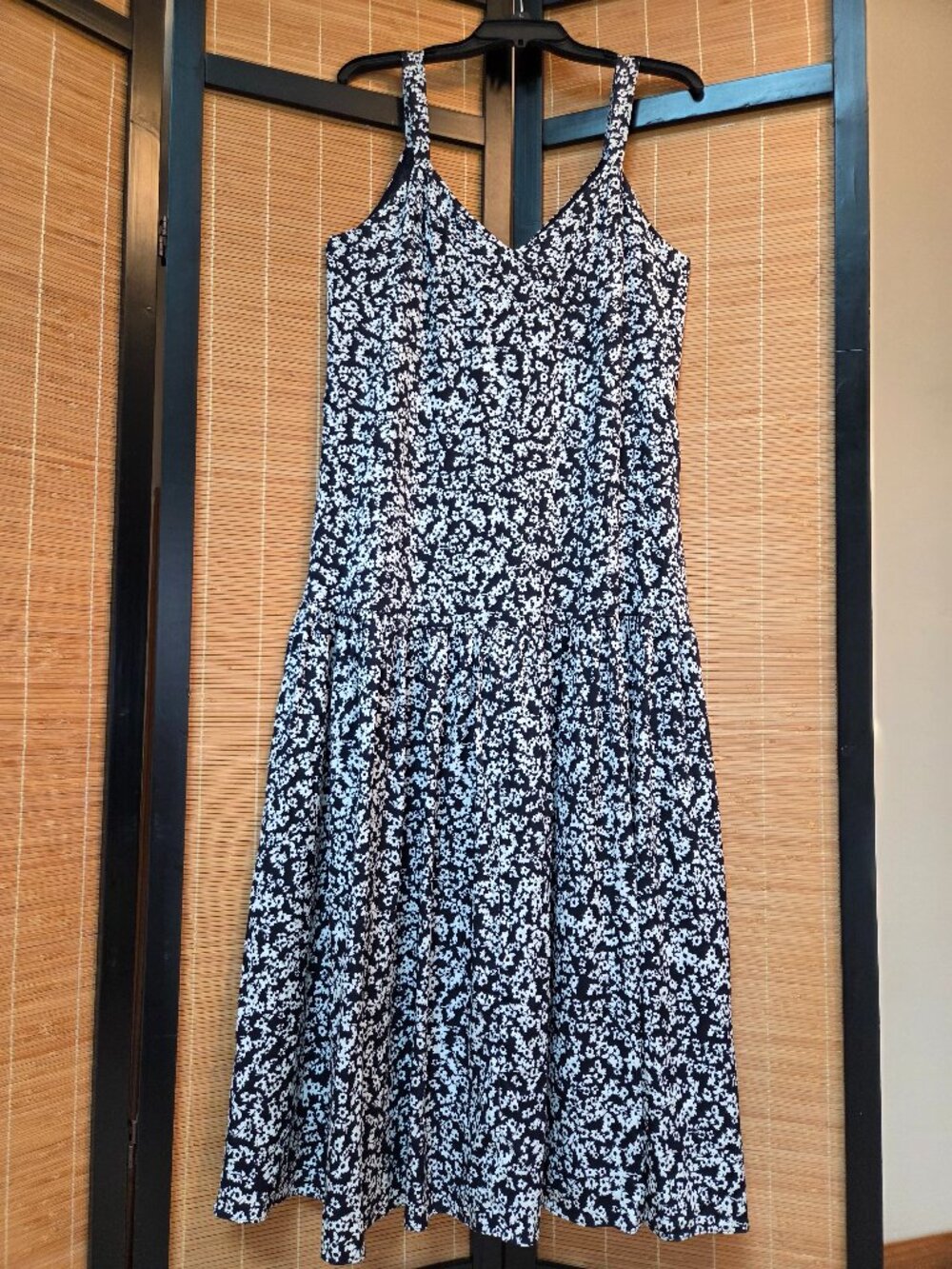 Nordstrom Size S Tiered Maxi Ruffle Drop Waist Dress 92% Silk Floral Quiet Lux